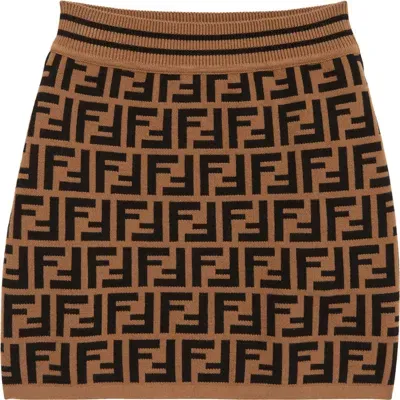 Fendi Kids' Ff Logo Skirt In F15b6 Brwn/pink