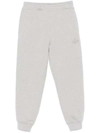 Fendi Logo-embroidered Track Trousers In Grey