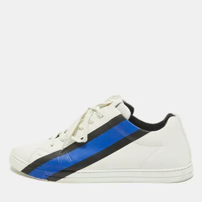 Pre-owned Fendi Logo Lace Up Sneakers Size 42 In White