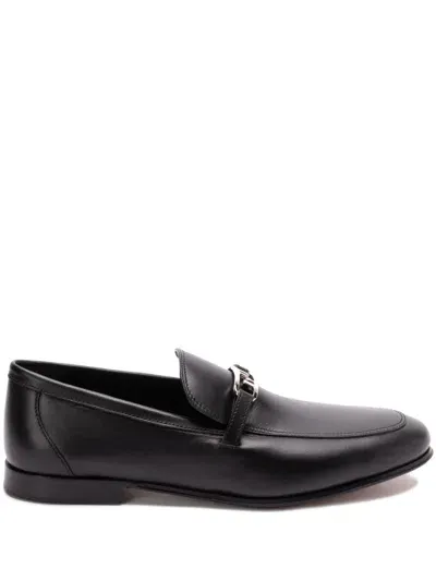 Fendi Logo-plaque Loafers In Black