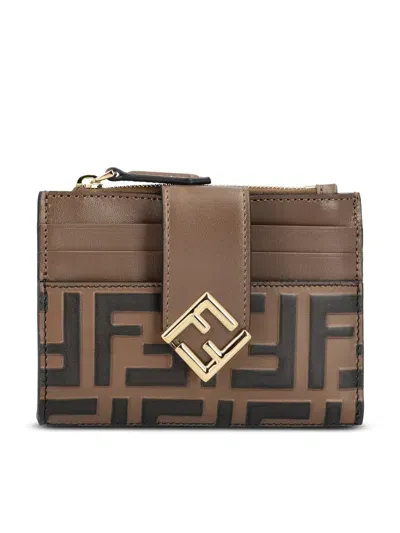 Fendi Logo Plaque Monogrammed Wallet In Multi