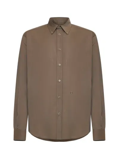 Fendi Long Sleeved Buttoned Shirt In Nutmeg