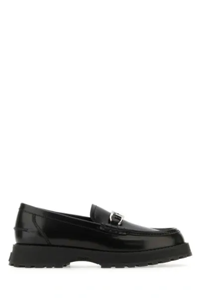 Fendi Black Leather  O Clock Loafers