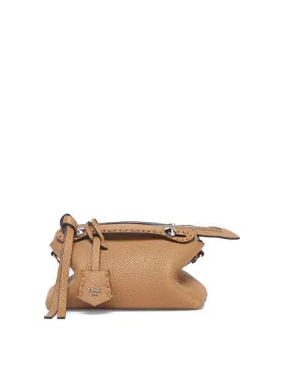 Fendi By The Way Soft Mini Selleria Shoulder Bag In Beige