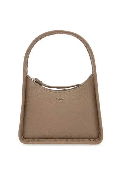 Fendi Mini Fendessence Logo Plaque Tote Bag In Cream