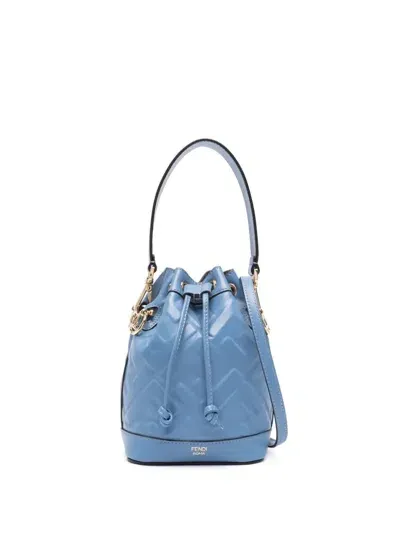 Fendi Mon Tresor Mini Leather Bucket Bag In Blue