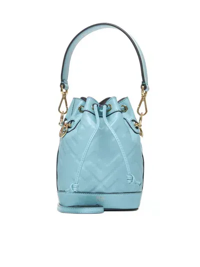 Fendi Mini Mon Tresor Drawstring Bucket Bag In Sky Blue