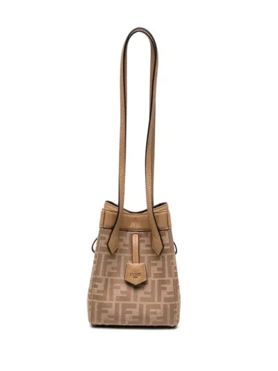 Fendi Mini Origami Bucket Bag In Braun