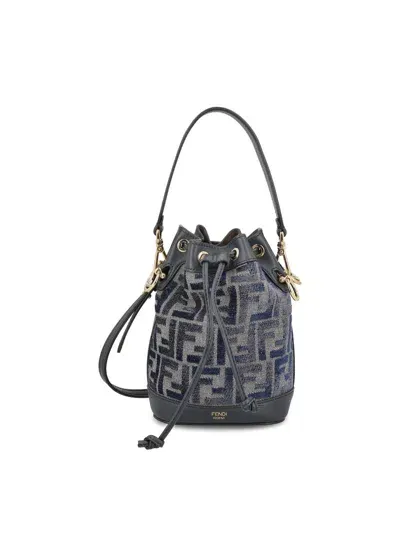 Fendi Mon Tresor Ff Motif Bucket Bag In Blue