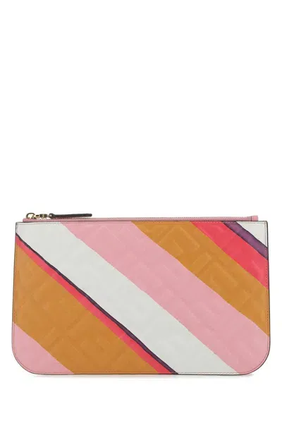 Fendi Multicolor Leather Clutch In F0w52