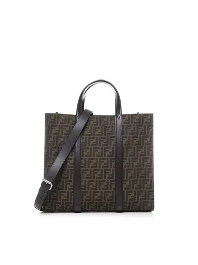 Fendi Ff Jacquard Shopper In Tab Mr Ebano P