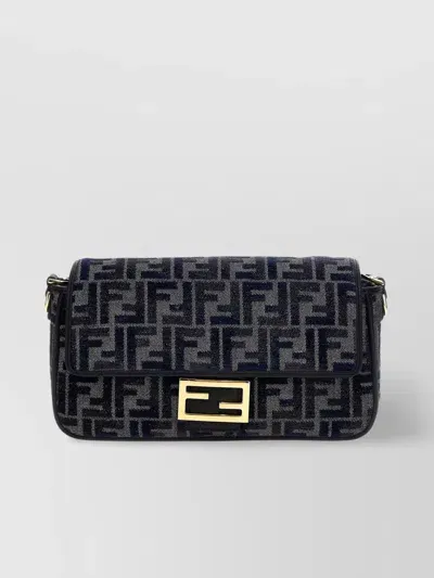 Fendi 'strap Adjust' Geometric Pattern Shoulder Bag In Blue