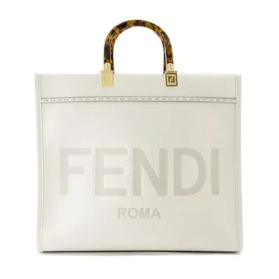 Fendi Sunshine Medium Tote Bag In Whiterice