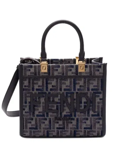 Fendi Sunshine Small In Chenille Bags In Blue