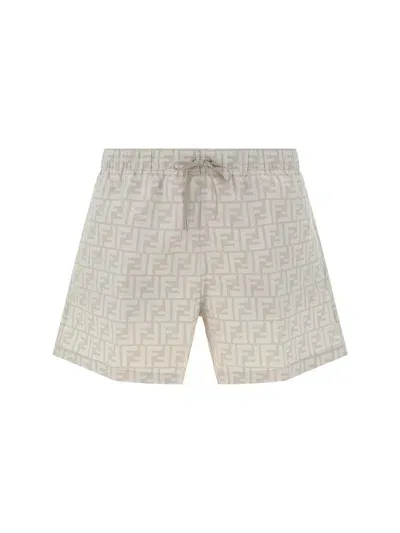 Fendi Swim Shorts With Elasticated In Brown