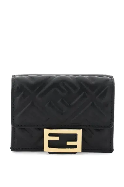 Fendi Tri-fold Micro Wallet In Black