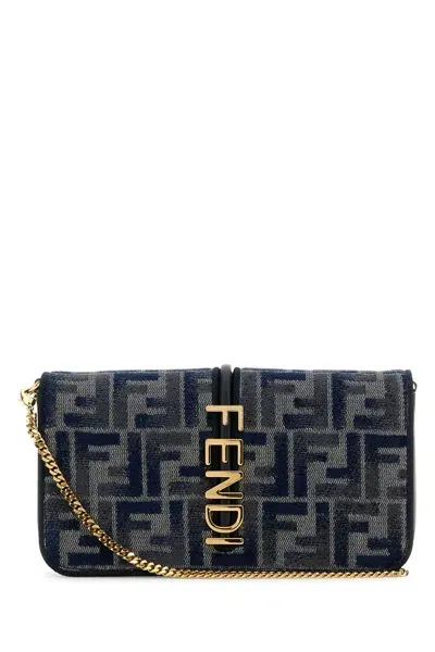 Fendi Wallet On Chain Ciniglia In Grigioblu