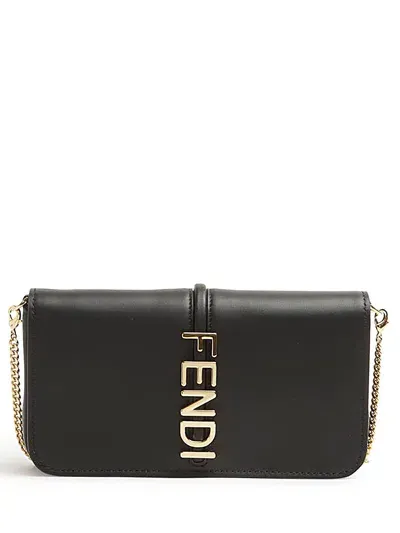 Fendi Wallet On Chain Graphy Portafoglio In Pelle Nera In Nero