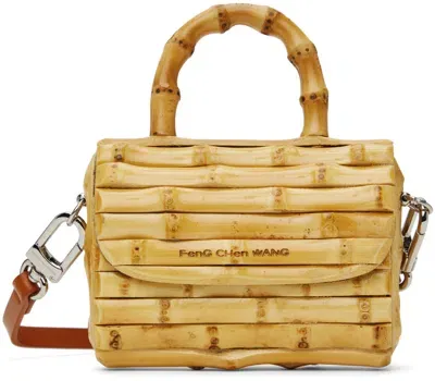 Feng Chen Wang Beige Raw Bamboo Roots Mini Bag In Neutrals