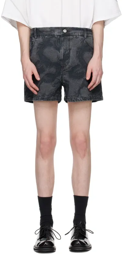 Feng Chen Wang Black Dragon Denim Shorts