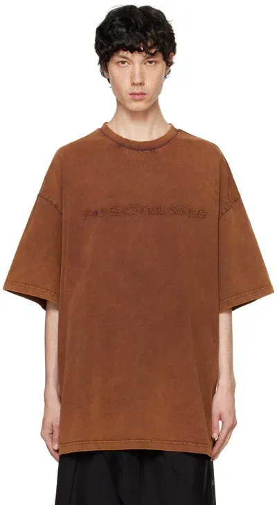 Feng Chen Wang Brown Washed Logo T-shirt In 褐色