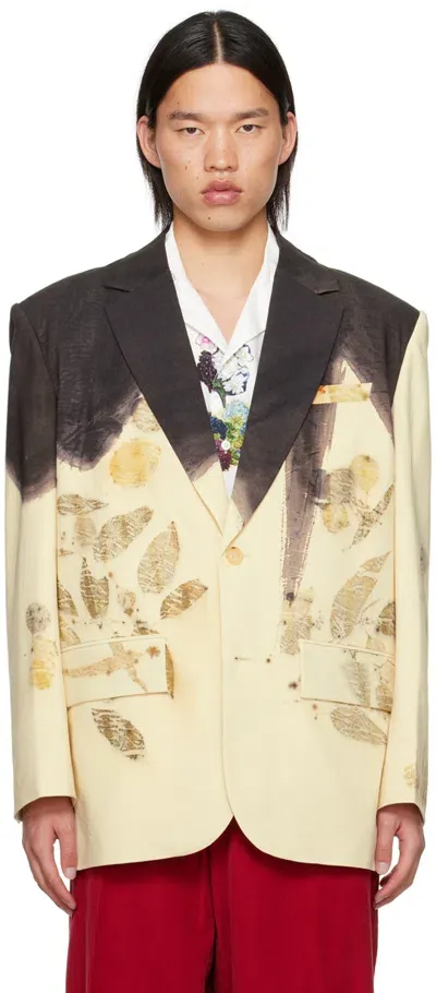 Feng Chen Wang Off-white Plant-dyed Blazer In White/blue