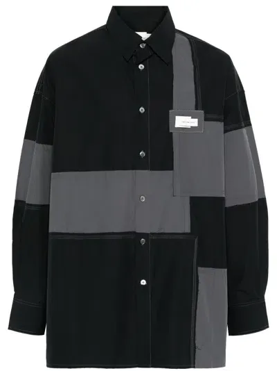 Feng Chen Wang Patchwork Shirt In Black/gray