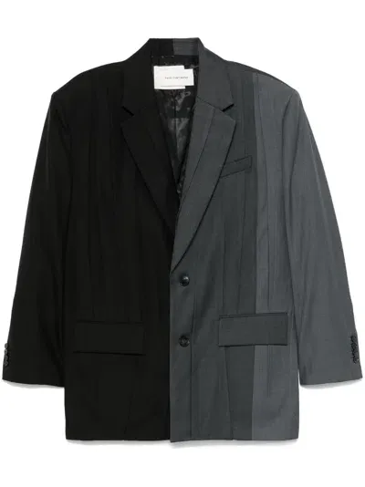 Feng Chen Wang Pleated Blazer In Black Gray