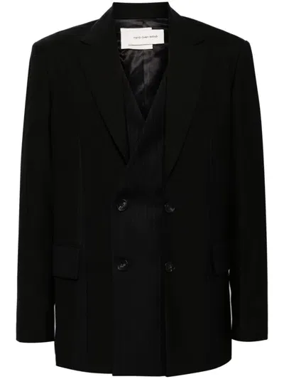 Feng Chen Wang Pleated Tailored Blazer In Black