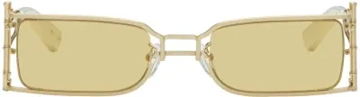 Feng Chen Wang Ssense Exclusive Gold Bamboo Sunglasses In Brushed Gold