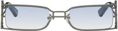 Feng Chen Wang Ssense Exclusive Gunmetal Bamboo Sunglasses In Dark Gunmetal Grey