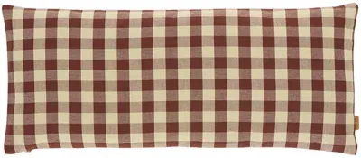 Ferm Living Burgundy Bothy Check Cushion In Cinnamon/grey Green