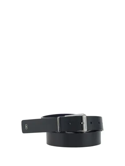 Ferragamo Adjustable And Reversible Belt In Black