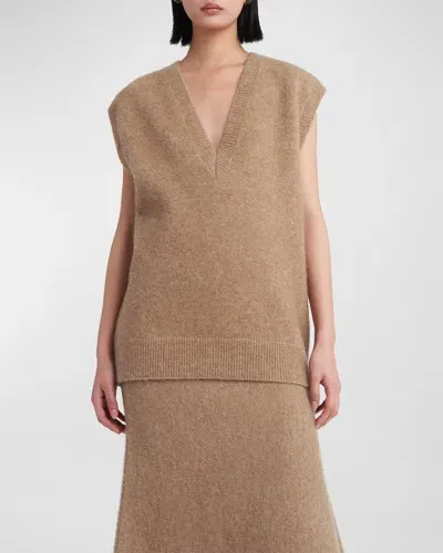 Ferragamo Alpaca And Cashmere Blend Knit Vest In Nude