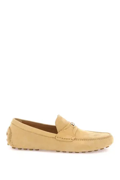 Ferragamo Nabuk Loafers With Gancini In Beige