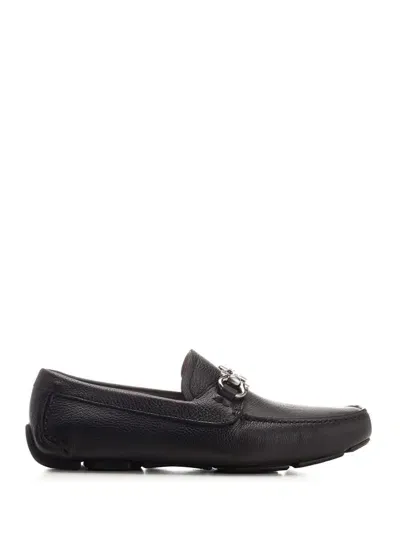 Ferragamo Black Gancini Loafer In Neroightgreylightgrey