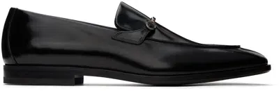 Ferragamo Black Gancini Ornament Loafers In Nero || Nero || Nero