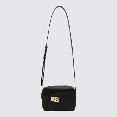 Ferragamo Black Leather Gancini Crossbody Bag