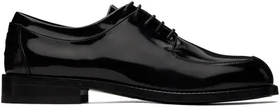 Ferragamo Black Patent Derbys In Nero || Nero || Nero