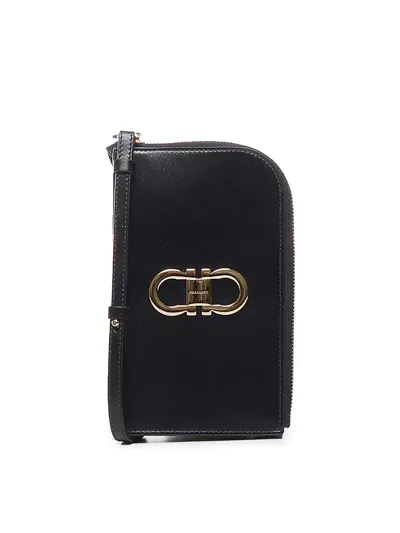 Ferragamo Small Gancini Pouch In Black