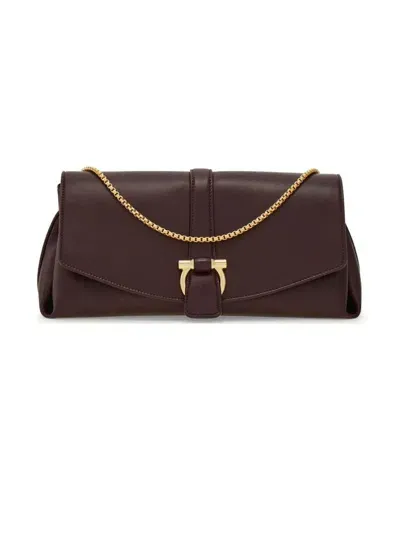 Ferragamo Chain Shoulder Bag In Bordeaux