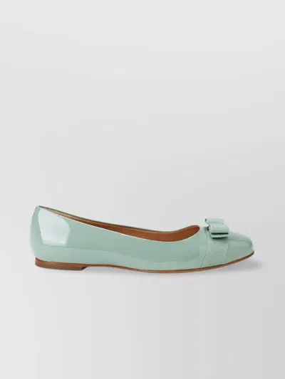 Ferragamo New Vara-bow Lambskin Ballerina Shoes In Green