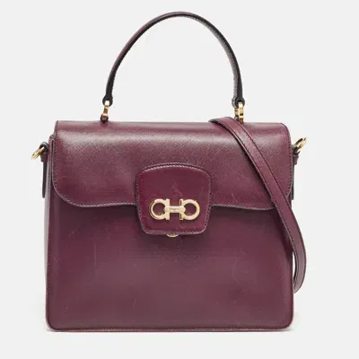 Pre-owned Ferragamo Burgundy Leather Kelly Top Handle Bag