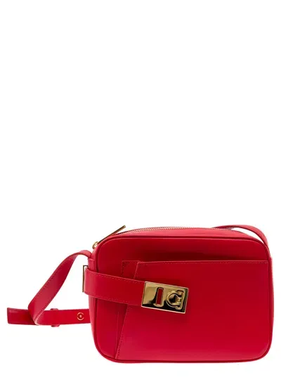 Ferragamo Camera Case S Red Crossbody Bag With Gancini Buckle In Leather Woman