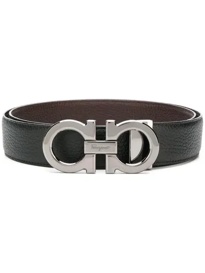 Ferragamo Gancini Buckle Belt In Black