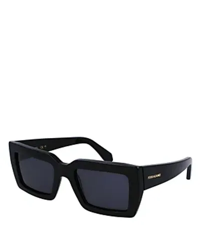 Ferragamo Classic Logo Acetate Rectangle Sunglasses In Black/gray Solid