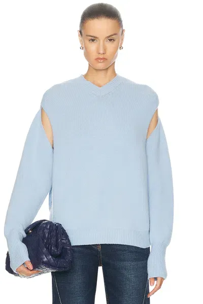 Ferragamo Cutout Sleeve Sweater In Light Blue