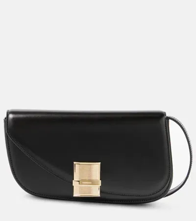 Ferragamo Fiamma Small Leather Crossbody Bag In Black