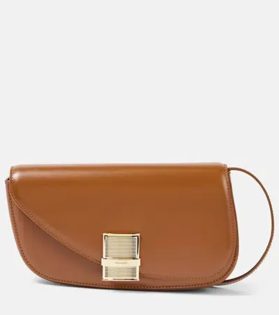 Ferragamo Fiamma Small Leather Crossbody Bag In Brown