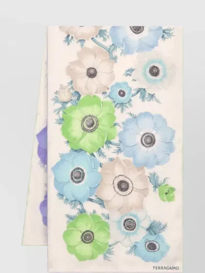 Ferragamo Floral-print Silk Scarf In White